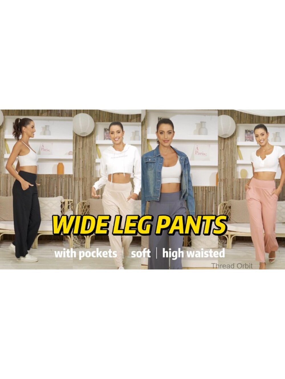 Women's High Waist Wide Leg Sweatpants 3-Pack with Pockets Lounge Yoga Palazzo - Picture 6 of 6